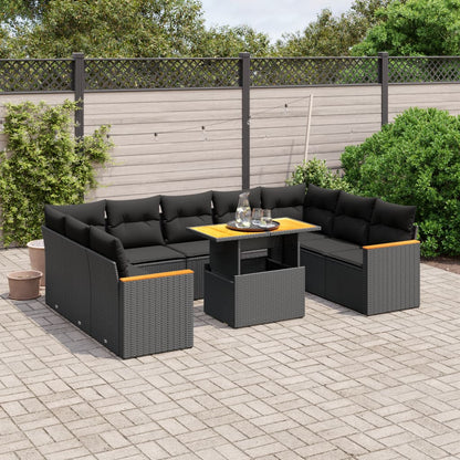 10 Piece Garden Sofa Set With Cushions Poly Rattan