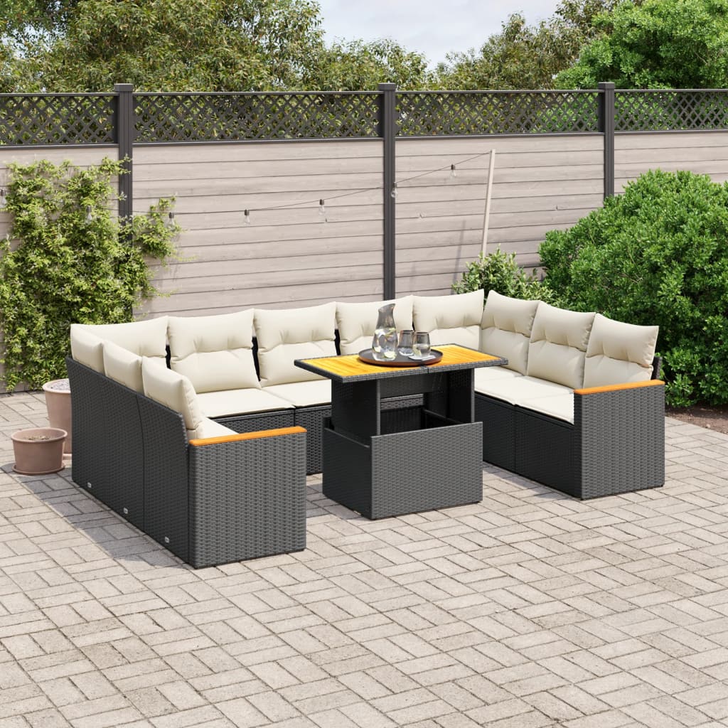 10 Piece Garden Sofa Set With Cushions Poly Rattan