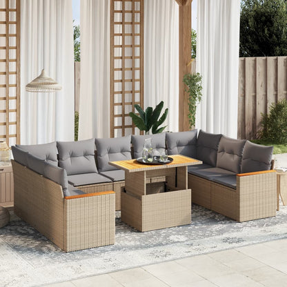 10 Piece Garden Sofa Set With Cushions Poly Rattan