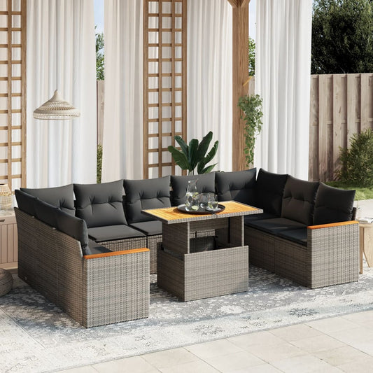 10 Piece Garden Sofa Set With Cushions Poly Rattan
