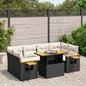 7 Piece Garden Sofa Set With Cushions Poly Rattan Acacia