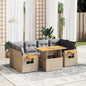 7 Piece Garden Sofa Set With Cushions Poly Rattan Acacia