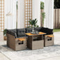 7 Piece Garden Sofa Set With Cushions Poly Rattan Acacia