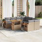 9 Piece Garden Sofa Set With Cushions Poly Rattan Acacia