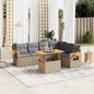 6 Piece Garden Sofa Set With Cushions Black Poly Rattan Acacia