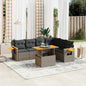 6 Piece Garden Sofa Set With Cushions Black Poly Rattan Acacia