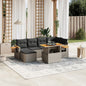 7 Piece Garden Sofa Set With Cushions Poly Rattan Acacia