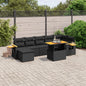 8 Piece Garden Sofa Set With Cushions Black Poly Rattan Acacia