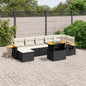 8 Piece Garden Sofa Set With Cushions Black Poly Rattan Acacia