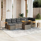 8 Piece Garden Sofa Set With Cushions Black Poly Rattan Acacia