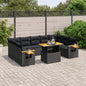 10 Piece Garden Sofa Set With Cushions Poly Rattan Acacia