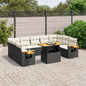 10 Piece Garden Sofa Set With Cushions Poly Rattan Acacia