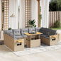 10 Piece Garden Sofa Set With Cushions Poly Rattan Acacia