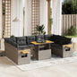 10 Piece Garden Sofa Set With Cushions Poly Rattan Acacia
