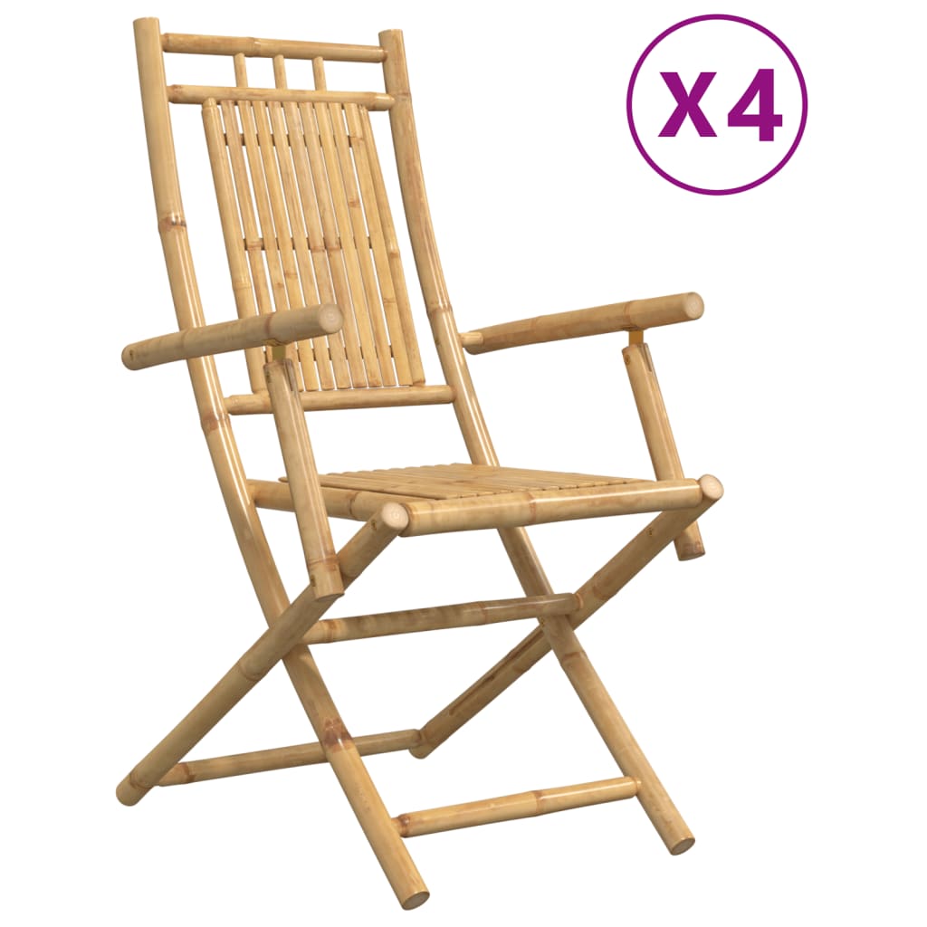 Folding Garden Chairs 4 Pcs 53X66X99 Cm Bamboo