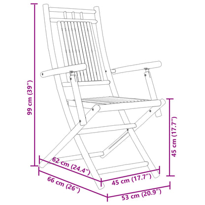 Folding Garden Chairs 4 Pcs 53X66X99 Cm Bamboo