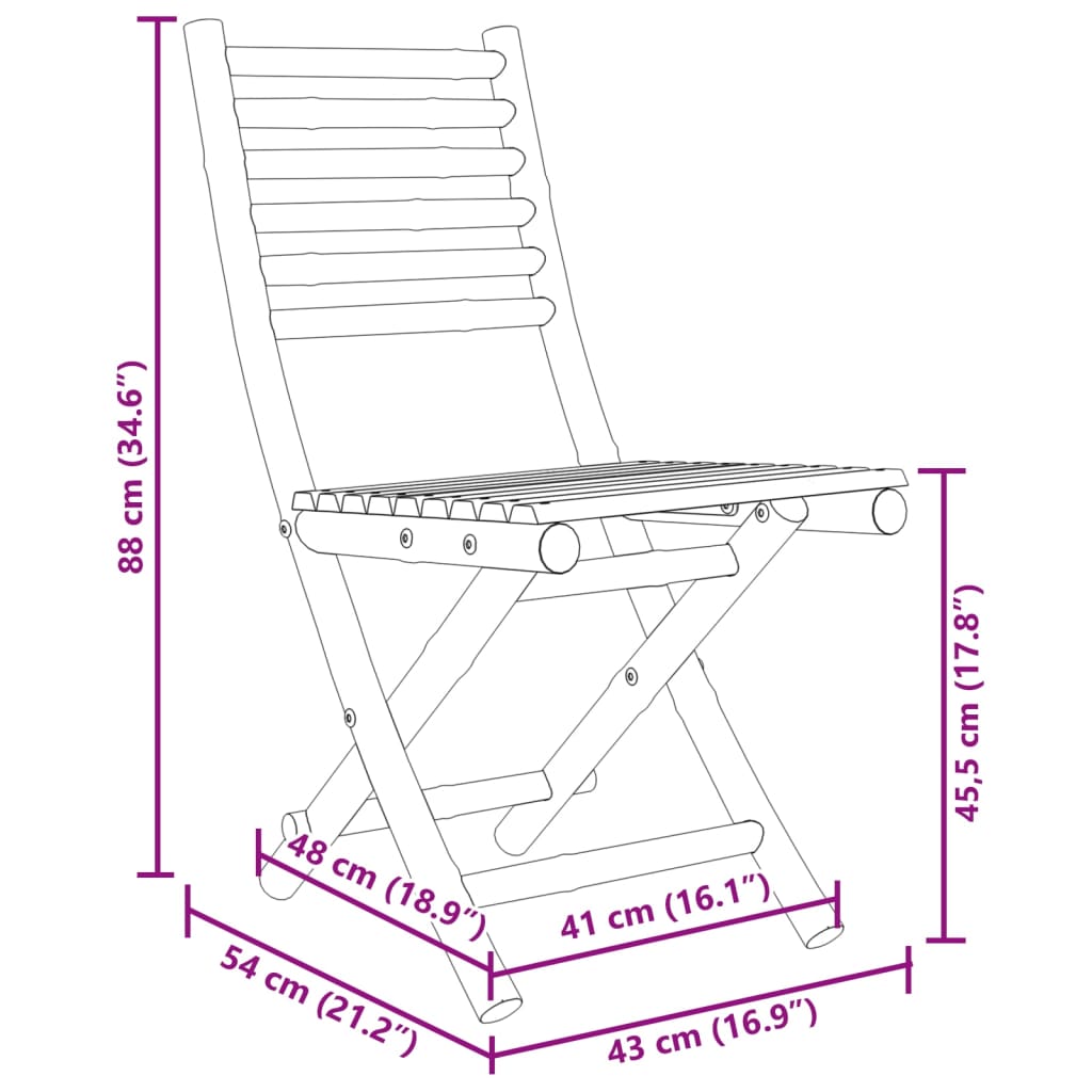 Folding Garden Chairs 8 Pcs 43X54X88 Cm Bamboo