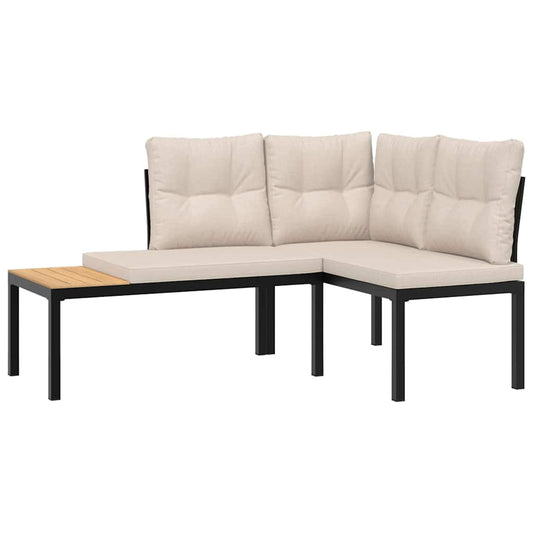 Garden Benches 2 Pcs With Cushions Black Powder-Coated Steel