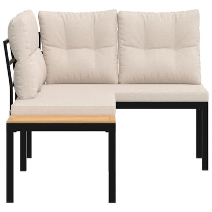 Garden Benches 2 Pcs With Cushions Black Powder-Coated Steel