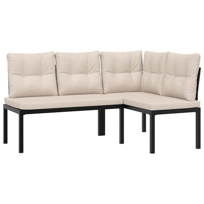 Garden Benches 2 Pcs With Cushions Black Powder-Coated Steel