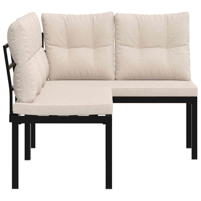 Garden Benches 2 Pcs With Cushions Black Powder-Coated Steel