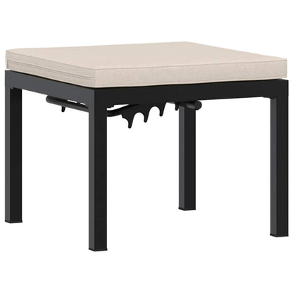 Garden Stool With Cushion Black Powder-Coated Steel