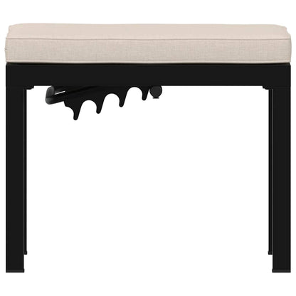 Garden Stool With Cushion Black Powder-Coated Steel