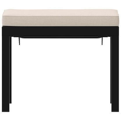Garden Stool With Cushion Black Powder-Coated Steel