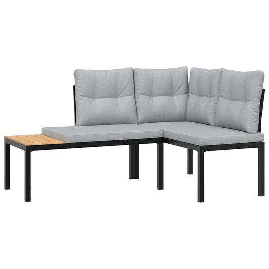 Garden Benches 2 Pcs With Cushions Black Powder-Coated Steel