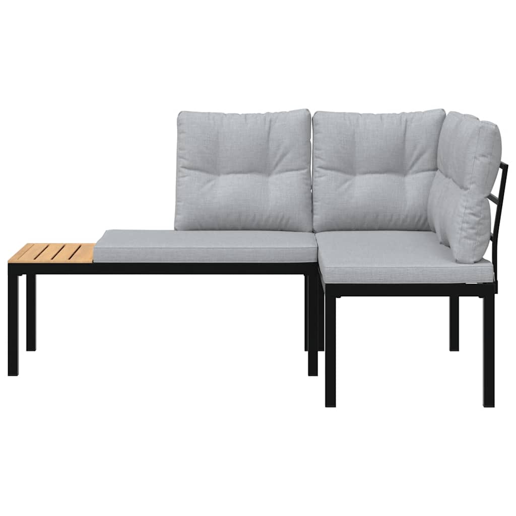 Garden Benches 2 Pcs With Cushions Black Powder-Coated Steel