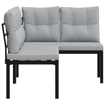 Garden Benches 2 Pcs With Cushions Black Powder-Coated Steel