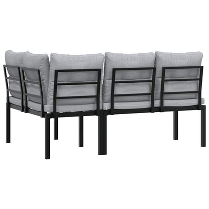 Garden Benches 2 Pcs With Cushions Black Powder-Coated Steel