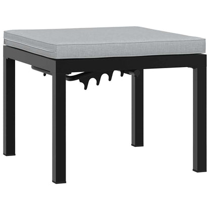 Garden Stool With Cushion Black Powder-Coated Steel