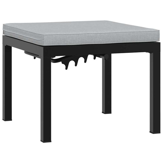 Garden Stool With Cushion Black Powder-Coated Steel