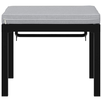 Garden Stool With Cushion Black Powder-Coated Steel
