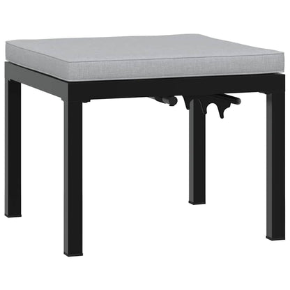 Garden Stool With Cushion Black Powder-Coated Steel
