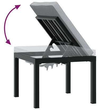 Garden Stool With Cushion Black Powder-Coated Steel