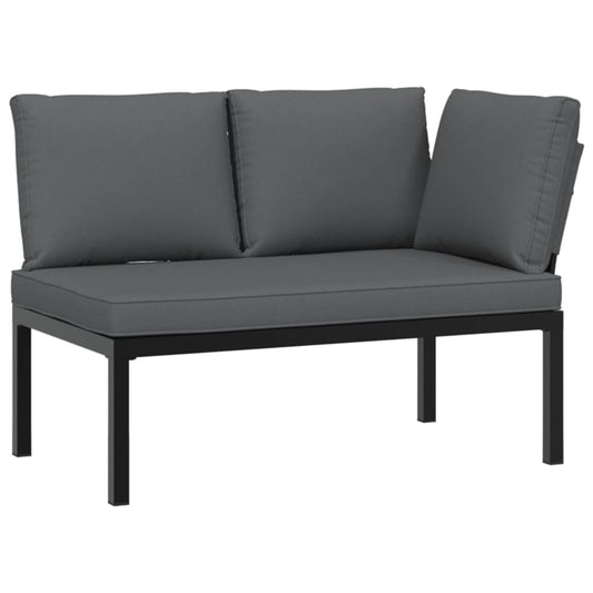 Garden Bench With Cushions Black Aluminium