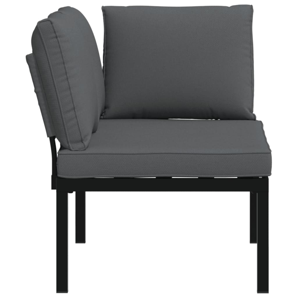 Garden Bench With Cushions Black Aluminium