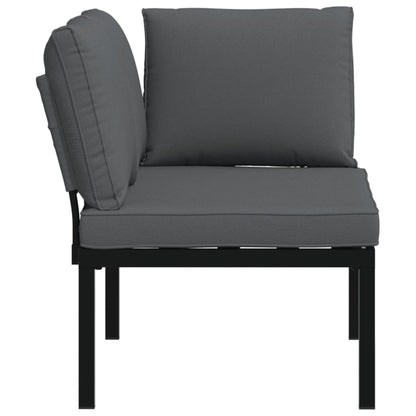 Garden Bench With Cushions Black Aluminium