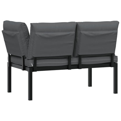 Garden Bench With Cushions Black Aluminium