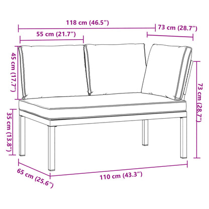 Garden Bench With Cushions Black Aluminium