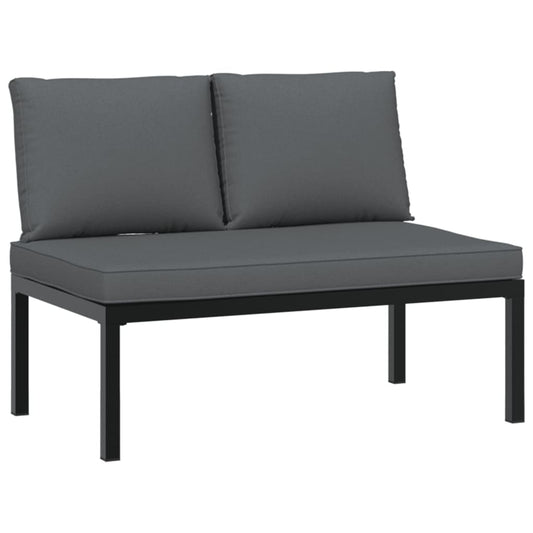 Garden Bench With Cushions Black Aluminium