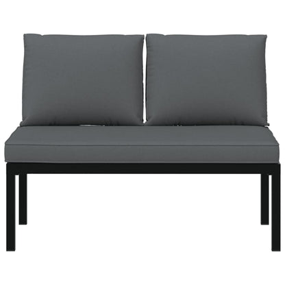 Garden Bench With Cushions Black Aluminium