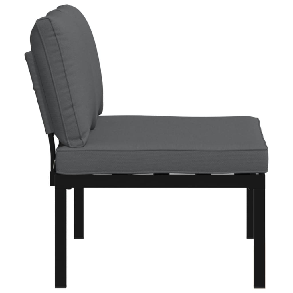 Garden Bench With Cushions Black Aluminium