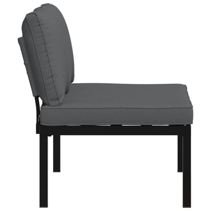 Garden Bench With Cushions Black Aluminium