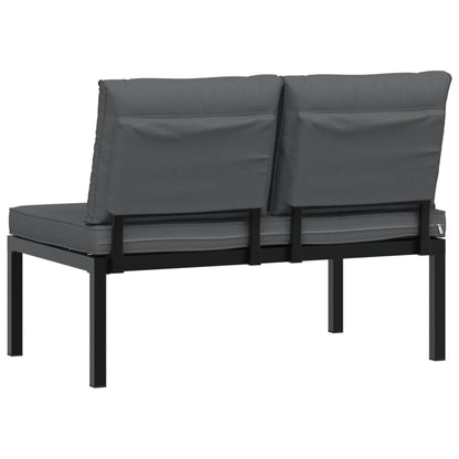 Garden Bench With Cushions Black Aluminium