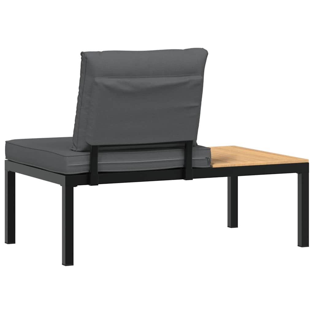 Garden Bench With Cushions Black Aluminium