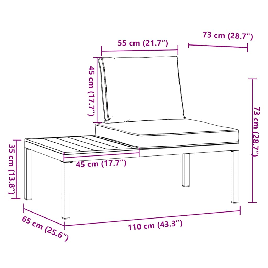 Garden Bench With Cushions Black Aluminium