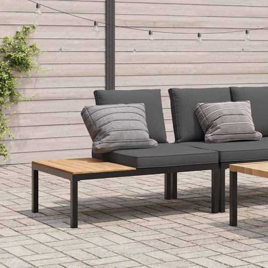 Garden Bench With Cushions Black Aluminium